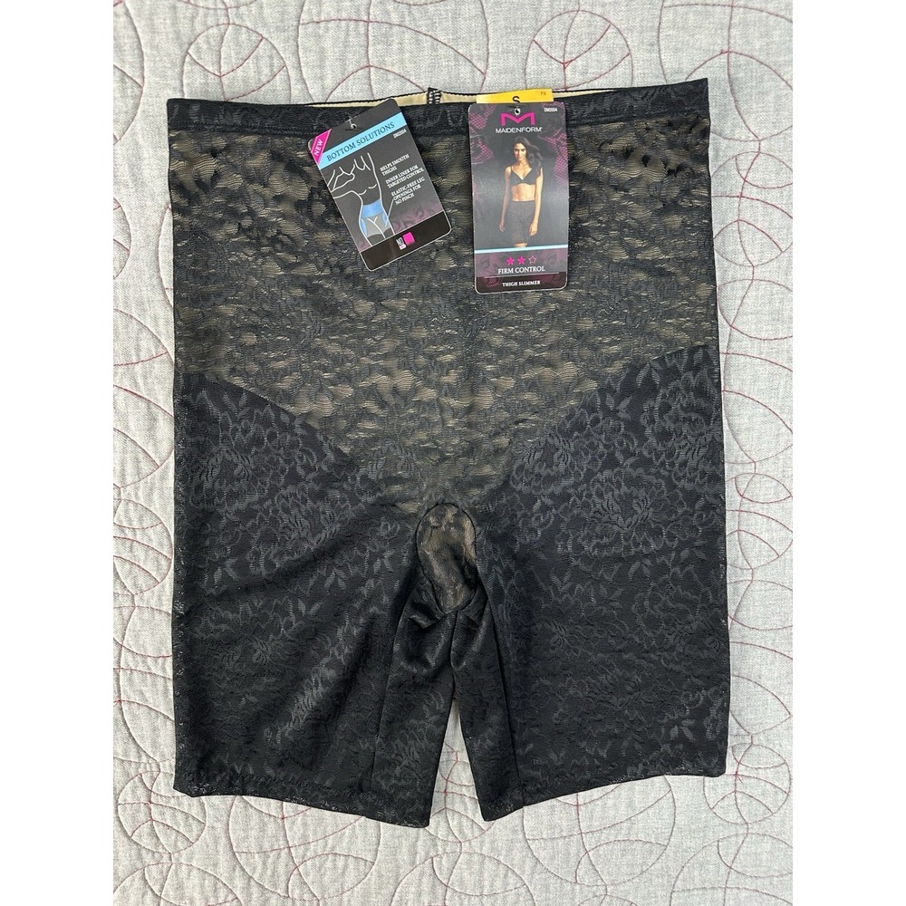 Maidenform Thigh Slimmer Shorts Black Lace Firm Shaping / Womens Small